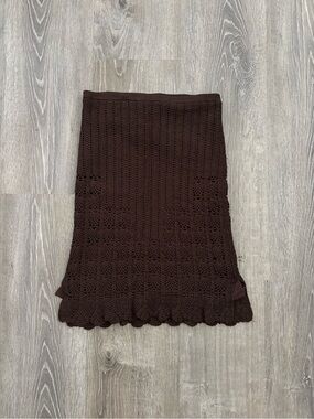 Vintage Cynthia Steffe brown crochet knit flounce skirt